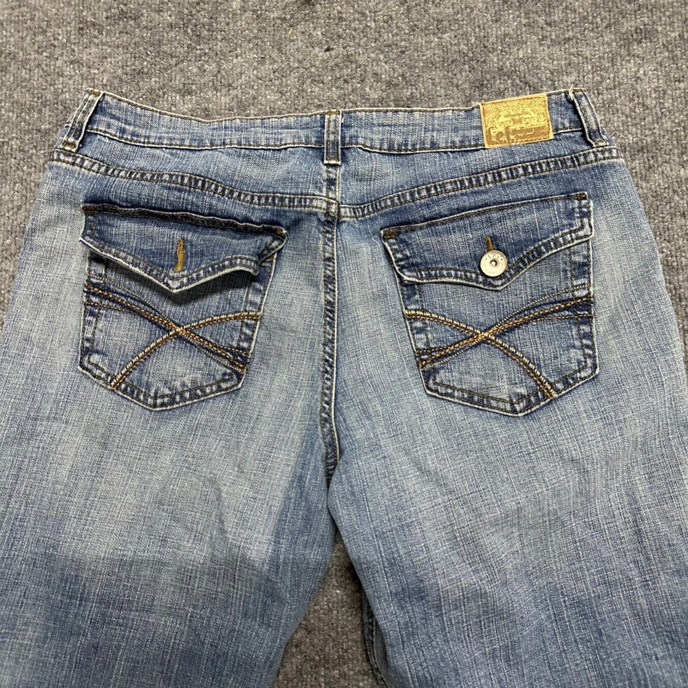 L.E.I. Jeans Womens Size 15 Blue Bootcut Stretch Medium Wash Flap Pocket Casual